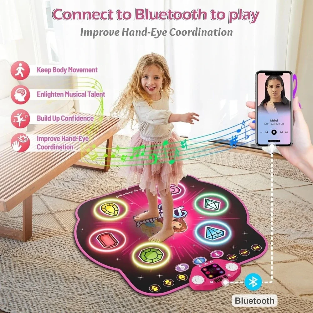 Electronic Dance Mat Toy w/ Music & Lights for Girls Ages 3–12 Interactive Pad‎